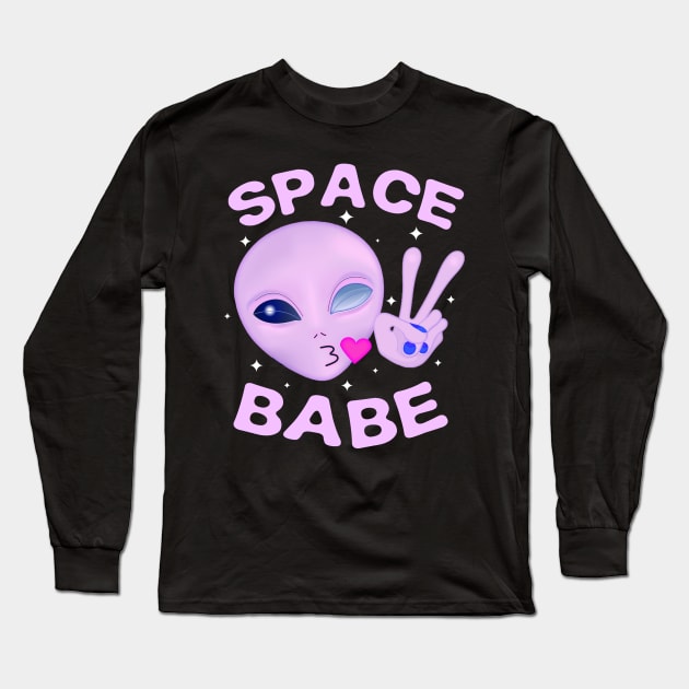 Space Babe - Pink Long Sleeve T-Shirt by lulubee